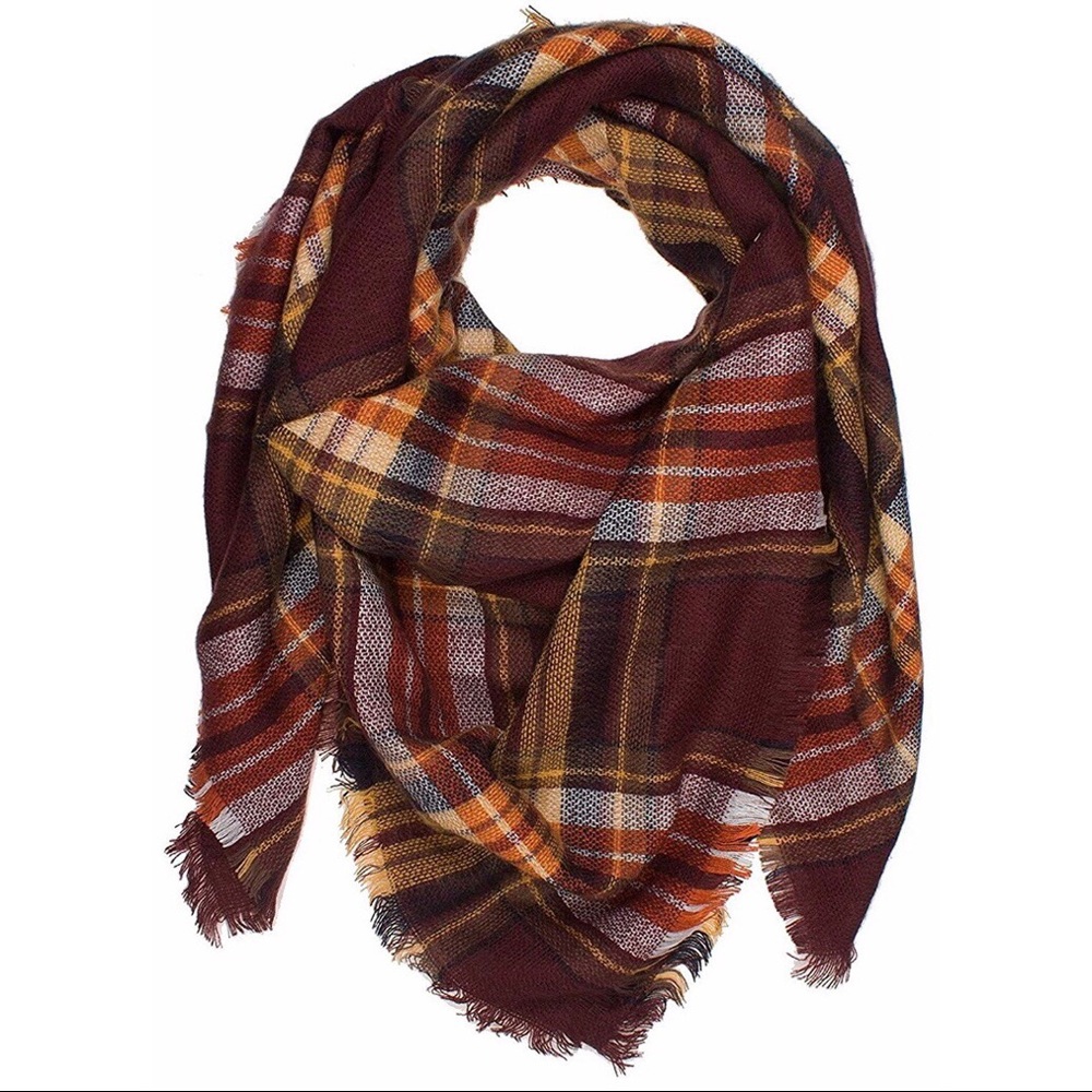 Classic Plaid Blanket Oversized Cozy Scarf - Picture 4 of 7